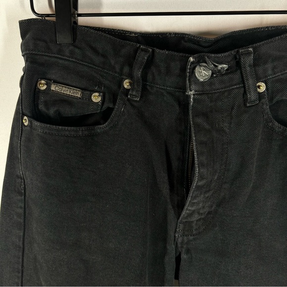Vintage Calvin Klein Jeans Black High Rise Straight Leg Crop Raw Hem size 3 - Picture 2 of 8